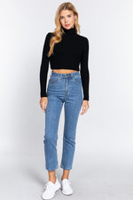 Cropped Turtleneck-Black - POSH NOVA