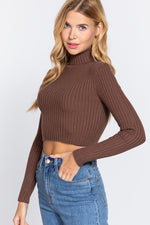 Cropped Turtleneck-Brown