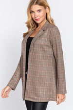 So Fetch Plaid Blazer Jacket-Brown Tones - POSH NOVA