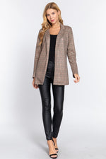 So Fetch Plaid Blazer Jacket-Brown Tones - POSH NOVA