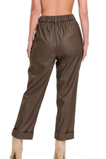 Vegan Leather Pleat Front Pants - POSH NOVA