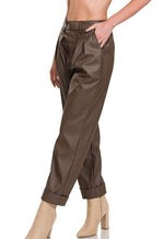 Vegan Leather Pleat Front Pants - POSH NOVA