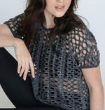 Hole Detail Short Sleeve Crop Top-White, Black - POSH NOVA