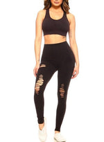 Distressed Vintage Sports Bra & Legging Set- Color Options - POSH NOVA