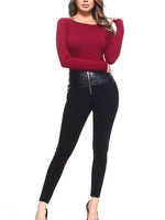 Long Sleeve Bodysuit - Black or Red Wine - POSH NOVA