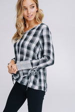 Kristen Striped Plaid Woven Top - POSH NOVA