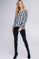 Kristen Striped Plaid Woven Top - POSH NOVA