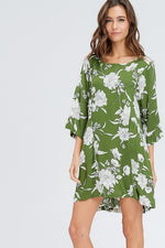 Floral Print Shirring Dress - POSH NOVA