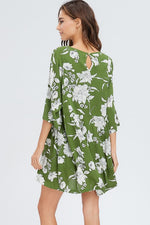 Floral Print Shirring Dress - POSH NOVA