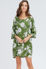 Floral Print Shirring Dress - POSH NOVA