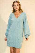 Call Me Cutie Sweater Dress-Sky Blue - POSH NOVA
