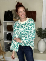Alyssa Exotic Bubble Sleeve Sweater-Green - POSH NOVA