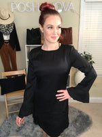 Fancy Frill Black Dress - POSH NOVA