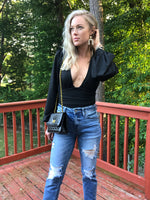 Wondering Eyes Black Bodysuit - POSH NOVA