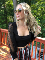 Ashton Puff Sleeve Crop Top-Black