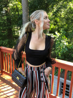 Ashton Puff Sleeve Crop Top-Black