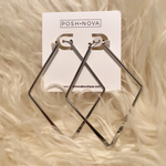 14K Signature Posh Diamond Shape Hoops-White Gold - POSH NOVA