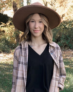 Lux Wide Brim Panama Hat- Caramel - POSH NOVA