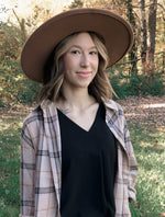Lux Wide Brim Panama Hat- Caramel - POSH NOVA