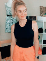 Basic Babe Cropped Seamless Tank-Black - POSH NOVA