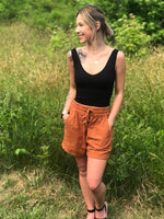 Linen Drawstring Waist Shorts - POSH NOVA