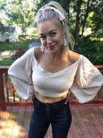 Stay Ready Crop Long Sleeve Top- Cream - POSH NOVA