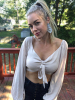 Stay Ready Crop Long Sleeve Top- Cream - POSH NOVA