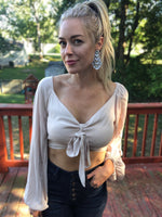 Stay Ready Crop Long Sleeve Top- Cream - POSH NOVA
