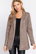 So Fetch Plaid Blazer Jacket-Brown Tones - POSH NOVA