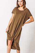 Not So Basic Long Dress-Deep Olive - POSH NOVA