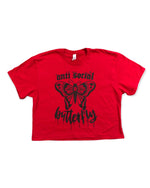 Anti Social Butterfly Cropped Graphic Tee - POSH NOVA