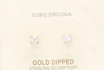 Cubic Zirconia Stud Earrings- Square- Gold or White Gold - POSH NOVA